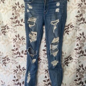 Distressed American Eagle Blue Jeans